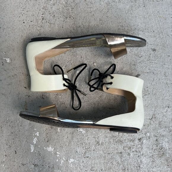 Jimmy Choo metallic and creamy white leather sandals - Picture 2 of 11